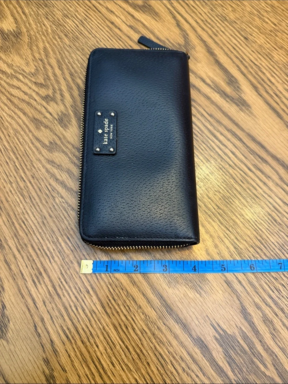 kate spade Black Zip Wallet with Gold Hardware